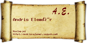 Andris Elemér névjegykártya